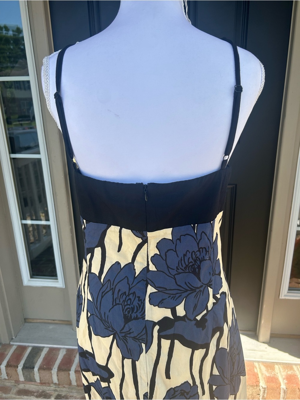 Tuckernuck Hyacinth House Cecily Cream Navy Floral Midi Dress Bead Straps XXL - Picture 8 of 11
